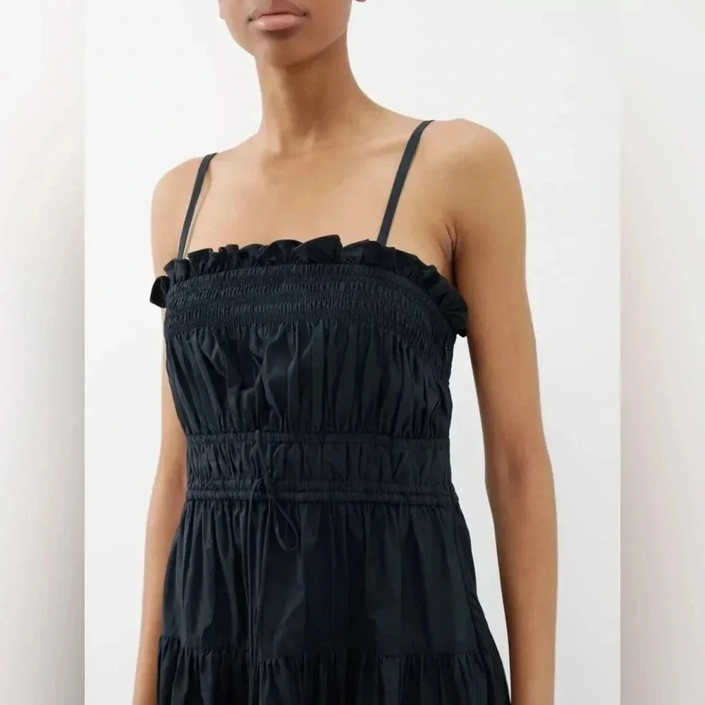 NEW Ulla Johnson Lisbet smocked cotton-poplin midi Dress Size 6 B753 - Picture 4 of 7